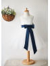 Keyhole Back Lace Tulle Knee Length Wedding Flower Girl Dress